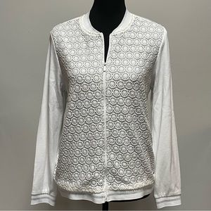 Alfred Dunner Zip Up Cardigan White Size 10